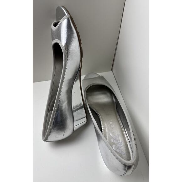 Vintage Anne Klein Sport CAMRYNE Silver OpenToe Wedge Pumps, Sz 11, 15-100 - Picture 8 of 9